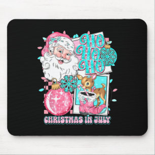 Pink Christmas In July Retro Santa Disco Snowman G Mouse Mat