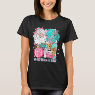 Pink Christmas In July Retro Santa Disco Snowman G T-Shirt