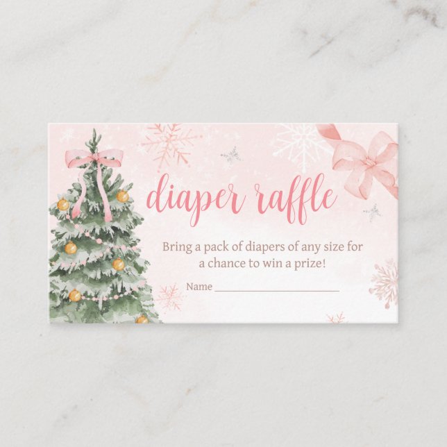 Pink Christmas It's Cold Outside Diaper Raffle Enclosure Card (Front)