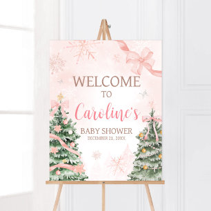 Pink Christmas It's Cold Outside Welcome Poster