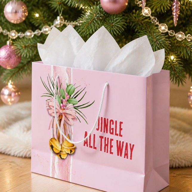 Pink Christmas Jingle All the Way Gift Bag (Creator Uploaded)
