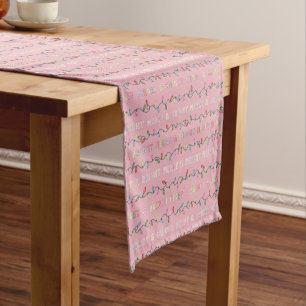 Pink Christmas Lights Short Table Runner
