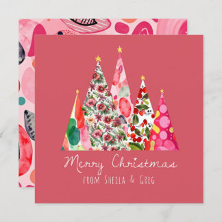 Pink Christmas Modern Elegant Trees
