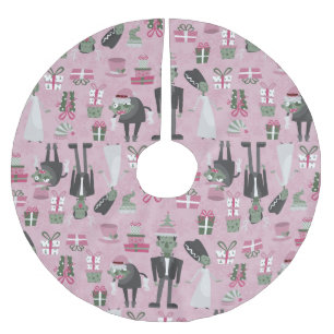 pink christmas monster bride frankenstein brushed polyester tree skirt