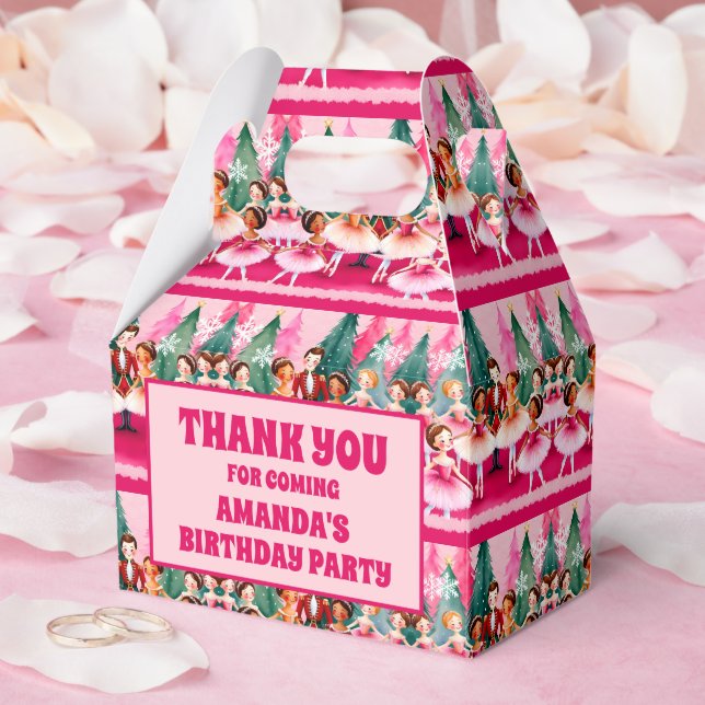 Pink Christmas Nutcracker Ballerina Kids Birthday Favour Box (Wedding)