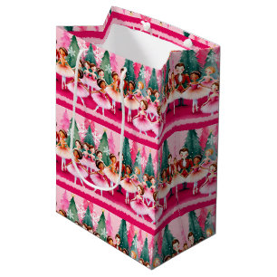 Pink Christmas Nutcracker Ballerina Kids Birthday Medium Gift Bag