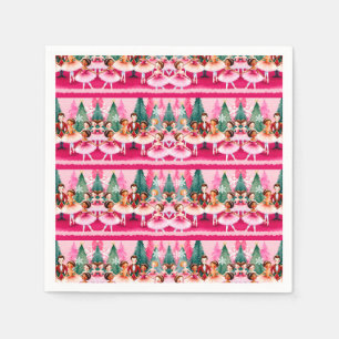 Pink Christmas Nutcracker Ballerina Kids Birthday Napkin