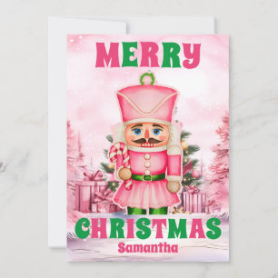 Pink Christmas Nutcracker kids Holiday Card