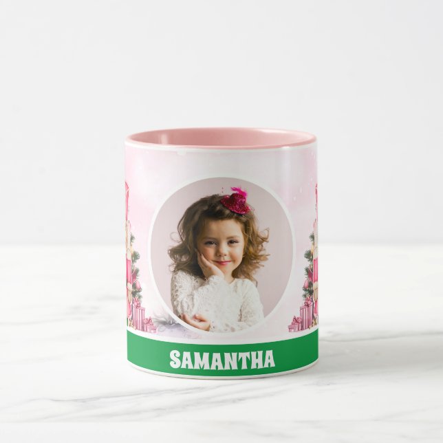 Pink Christmas Nutcracker Kids Photo Hot Chocolate Mug (Center)