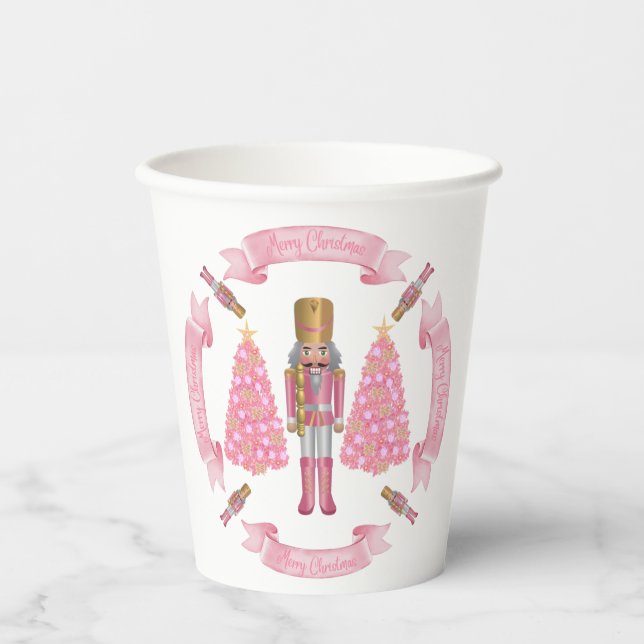 Pink Christmas Nutcracker Paper Cup (Front)