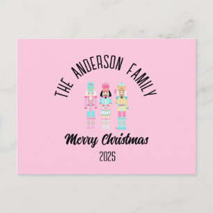 Pink Christmas Nutcracker Pastel Personalized Name Holiday Postcard