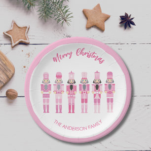 PINK CHRISTMAS NUTCRACKERS PAPER PLATE