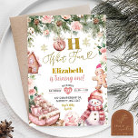 Pink Christmas Oh What Fun Floral First Birthday Invitation<br><div class="desc">Christmas Oh What Fun First Birthday Girl Invitation,  Pink Floral Sleigh 1st Birthday Invitation,  Winter Cookies Birthday Girl Party,  Christmas 1st Birthday Invitation,  Gingerbread House Cookies First Birthday Girl Invitation,  Pink Snowman Is Turning One Birthday Invitation,  Pink Floral Birthday Girl Invitation.</div>