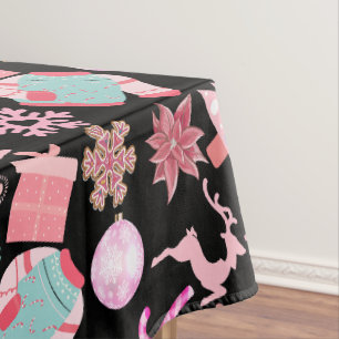 Pink Christmas Ornament Pattern 02 Tablecloth