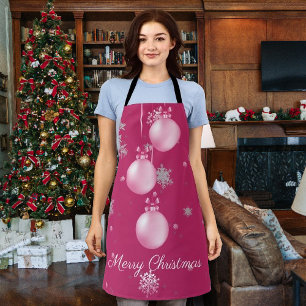 Pink Christmas Ornaments Apron
