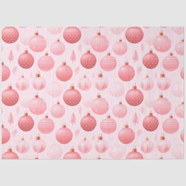 Pink Christmas Ornaments Christmas Tissue Paper (Front)