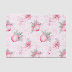 Pink Christmas Ornaments Floral Tissue Paper