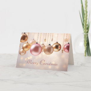 Pink Christmas Ornaments Holiday Card