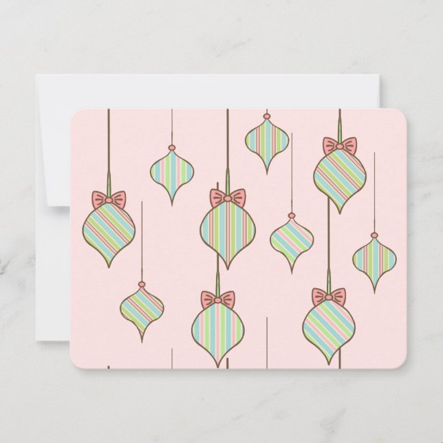 Pink Christmas Ornaments Invitations (Front)