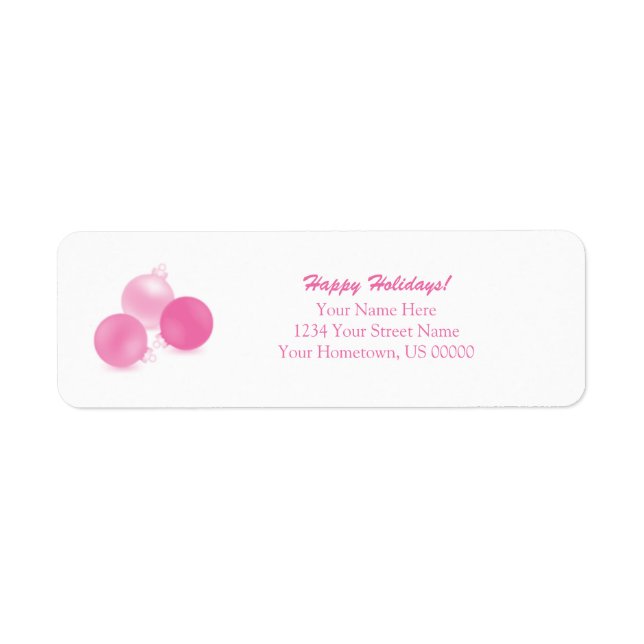 Pink Christmas Ornaments Return Label (Front)