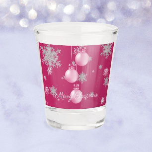 Pink Christmas Ornaments Shot glass