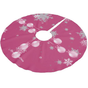 Pink Christmas Ornaments Tree Skirt
