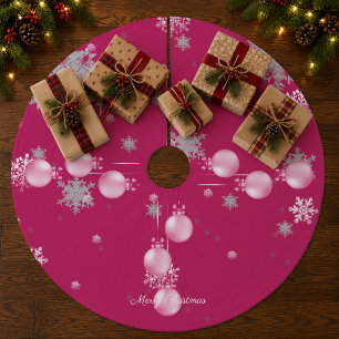 Pink Christmas Ornaments Tree Skirt