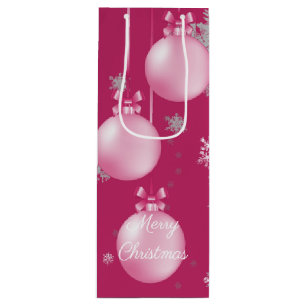 Pink Christmas Ornaments Wine Gift Bag