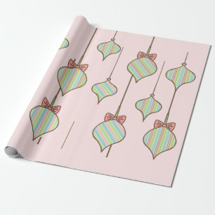 Pink Christmas Ornaments Wrapping Paper