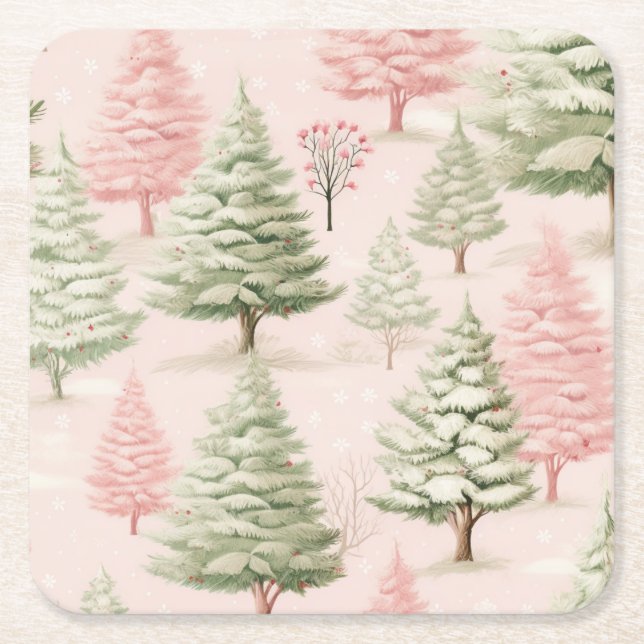 Pink Christmas Paper Coaster (Front)