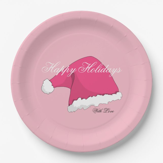 Pink Christmas Paper Plate (Front)