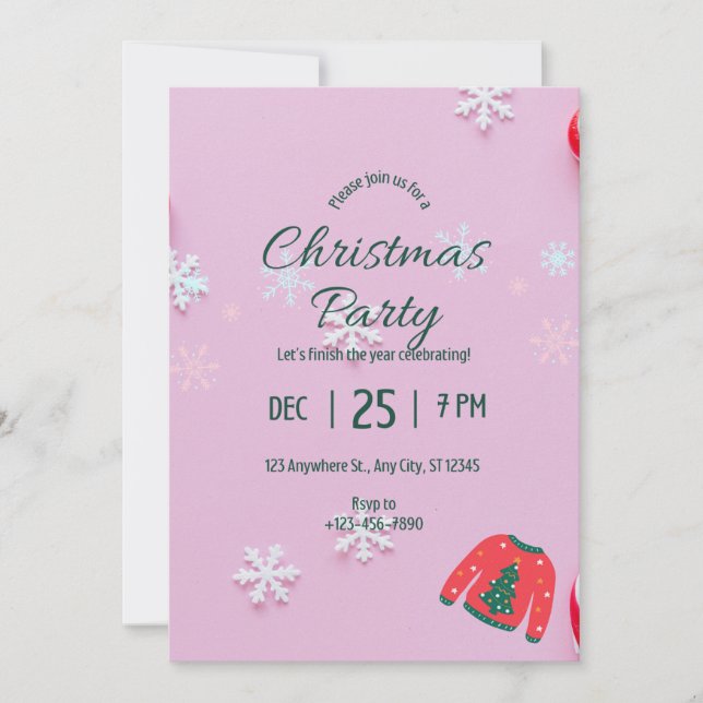 Pink Christmas Party Invitation (Front)