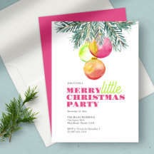 Pink Christmas Party Invitation Unique Watercolor