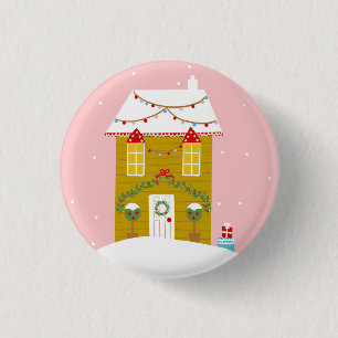 Pink Christmas Party Kids Birthday Holiday 3 Cm Round Badge