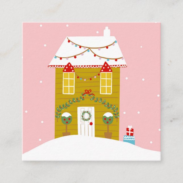 Pink Christmas Party Kids Birthday Holiday Enclosure Card (Front)