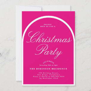 Pink Christmas Party Modern Arch Invitation