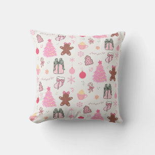 Pink Christmas Pattern Cushion