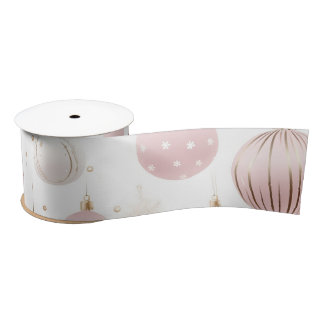 Pink Christmas Pattern Satin Ribbon