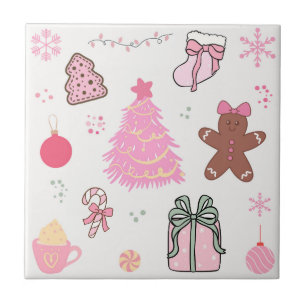 Pink Christmas Pattern Tile