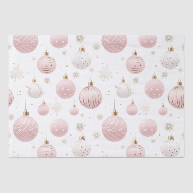 Pink Christmas Pattern Tissue Paper (Front)