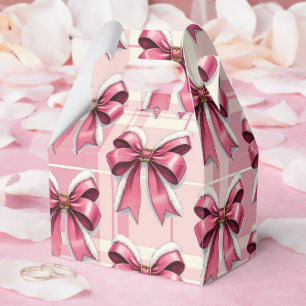 Pink Christmas Plaid Santa Bows Favour Box