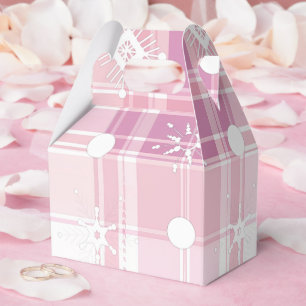 Pink Christmas Plaid Snowflakes  Favour Box