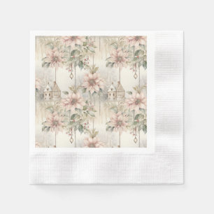 Pink Christmas Poinsettia Dreams Napkin