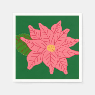 Pink Christmas Poinsettia Napkin