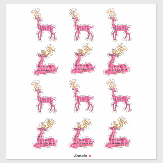 Pink Christmas Reindeer Decal Stickers Xmas Santa (Sheet)