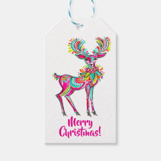 Pink Christmas Reindeer Gay Rainbow Pride Gift Tags