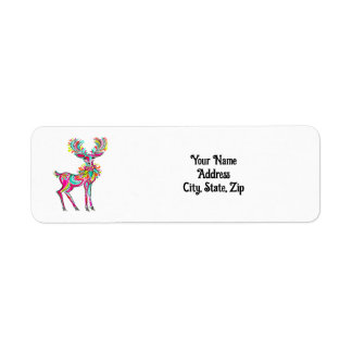 Pink Christmas Reindeer Rainbow Return Address
