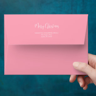 Pink Christmas Return Address Envelopes