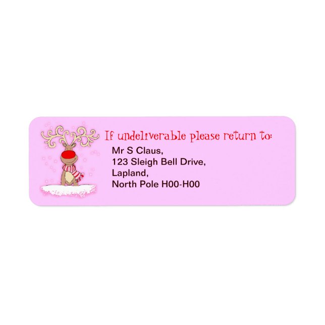 Pink Christmas return address labels (Front)