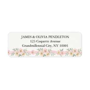 Pink Christmas Rose Floral Ribbon Return Address